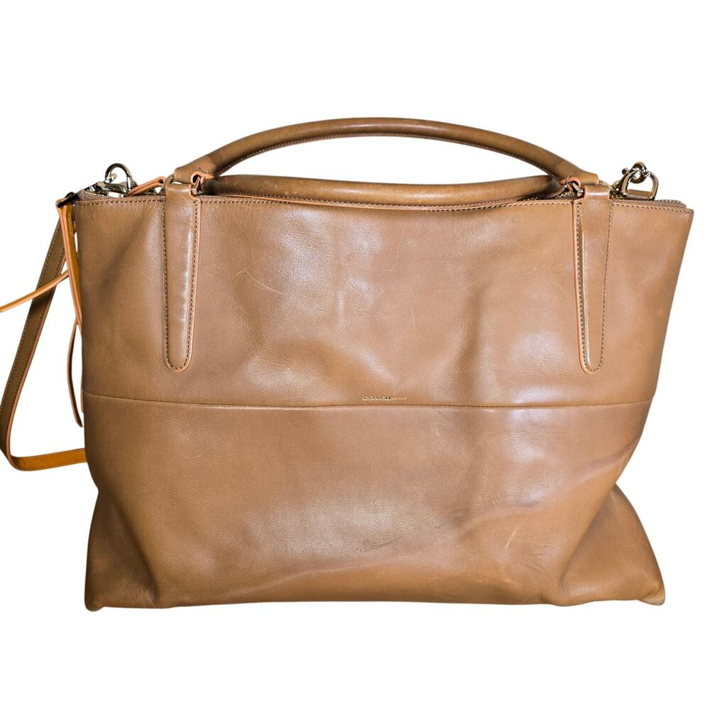 Coach Large Borough Leather Carry All Tote Bag Camel With Dust Bag Contains Flaw